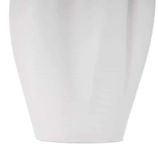 White Ceramic Abstract Ribbed Dimensional Folded Vase with Floral Shaped Rim